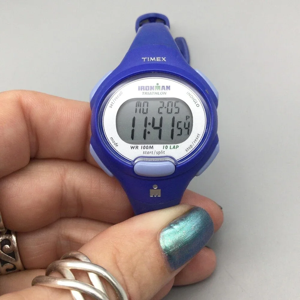 Timex Ironman Triathlon Women Watch 34mm Digital Blue Resin Indiglo New Battery
